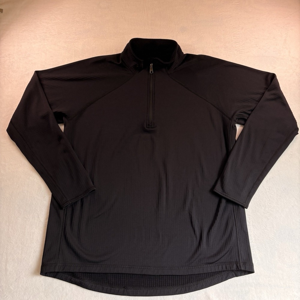 Duluth Trading Co Mens 1/4 Zip Grid Fleece Pullover Black 2XL Lightweight
